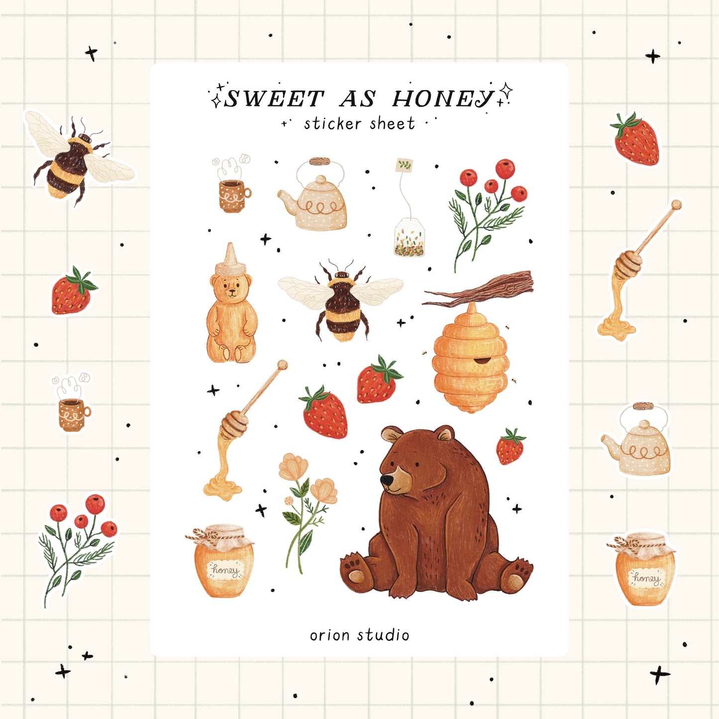 'SWEET AS HONEY' sticker sheet